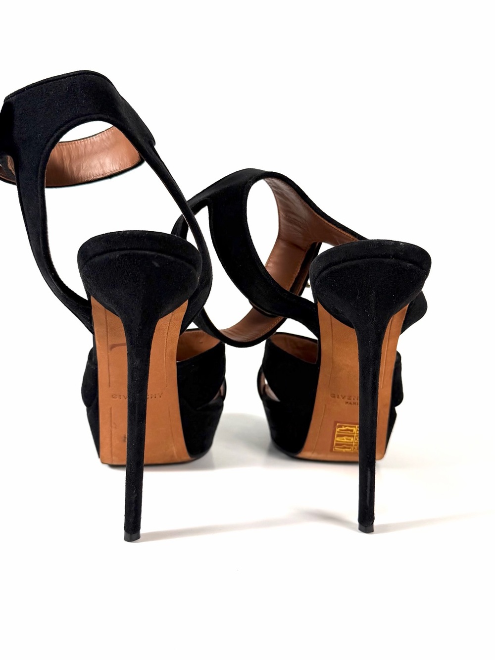 Givenchy Black Suede Platform Ankle-Strap Stiletto Matilda Shark Turn Lock Heel - Picture 13 of 15